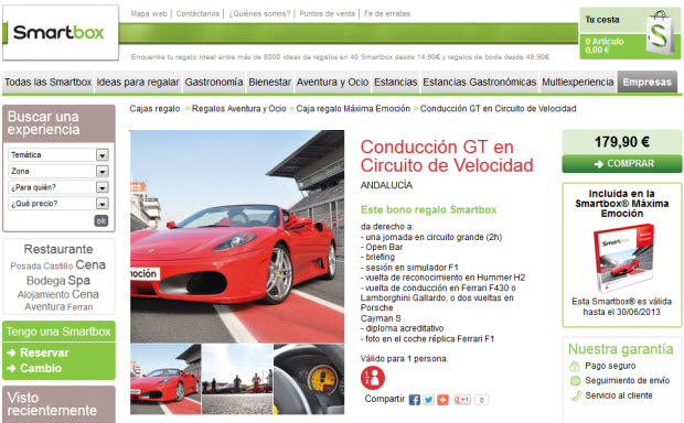 Conducir un Ferrari en Smartbox