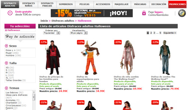 Regalar disfraces de Halloween en Vegaoo