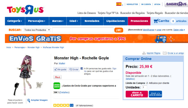 Monster High en Toys R Us