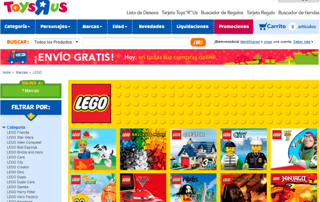 Regalar juguetes de Lego en Toys R Us