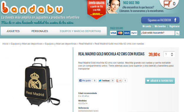 Comprar regalos del Real Madrid en Bandabu