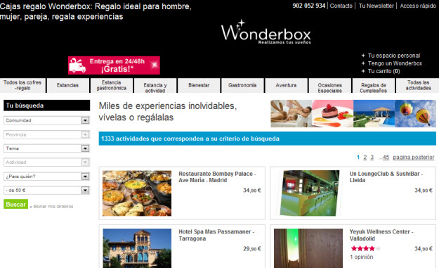 Cajitas de regalo baratas em Wonderbox