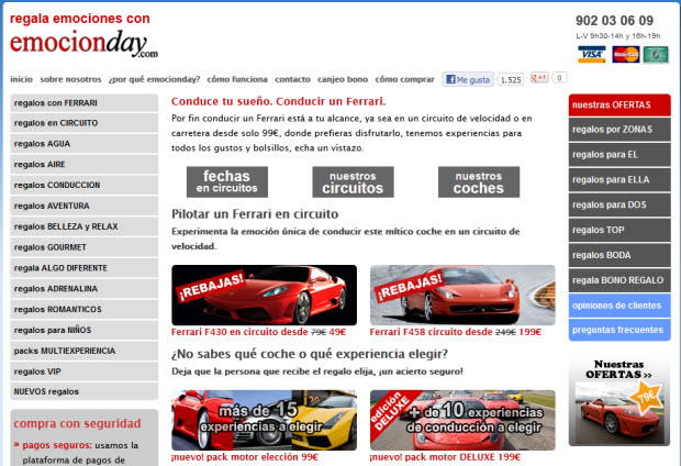 Regalar la experiencia de conducir un Ferrari